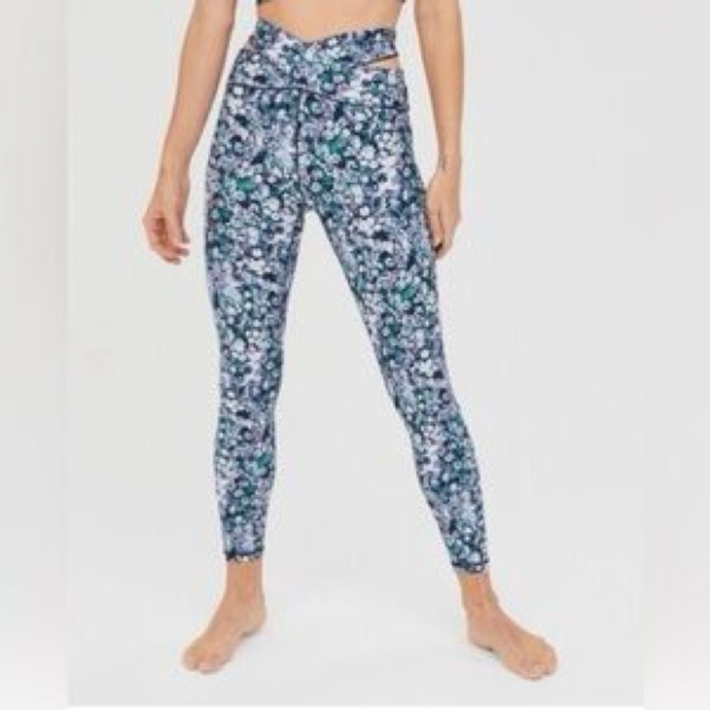 Aerie Vibrant Floral Criss Cross Waistband Leggings
